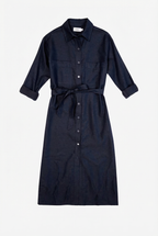 Women's Shirt Dress with Self Fabric Belt, Long Sleeve